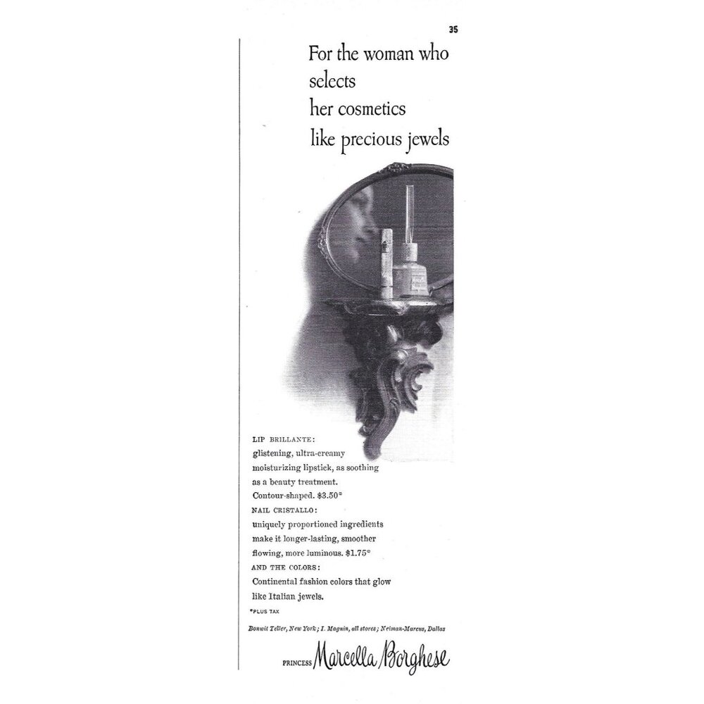 Princess Marcella Borghese Lip Brillante Lipstick Make Up Print ADVERT 1959